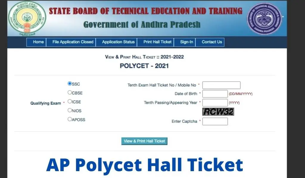 AP Polycet Hall Ticket 2021 Released, Download at polycetap.nic.in