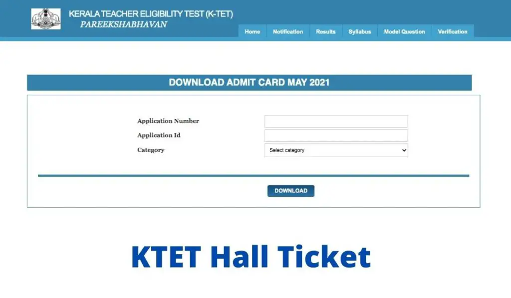 KTET Hall Ticket 2021 (ktet.kerala.gov.in) Download Category 1, 2, 3, 4 Admit Card
