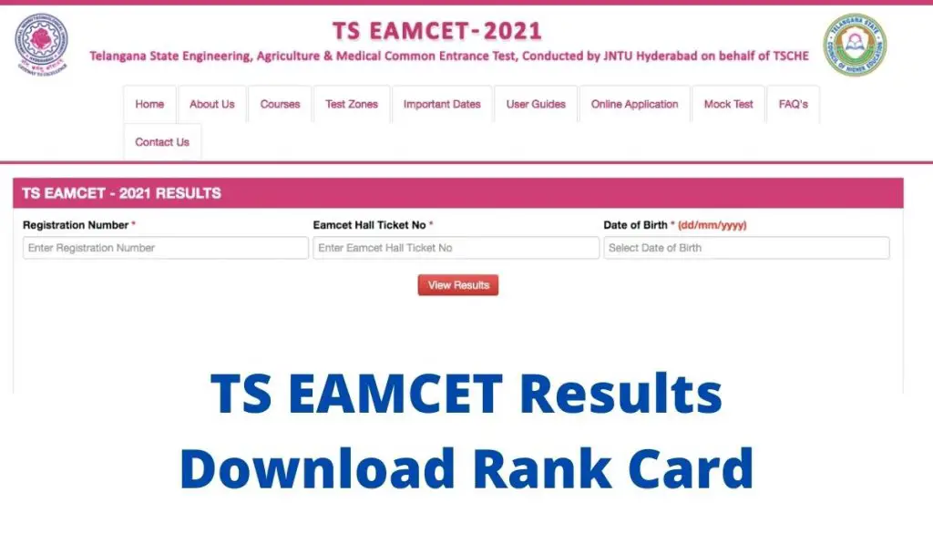 TS EAMCET Results 2021 eamcet.tsche.ac.in Download Rank Card
