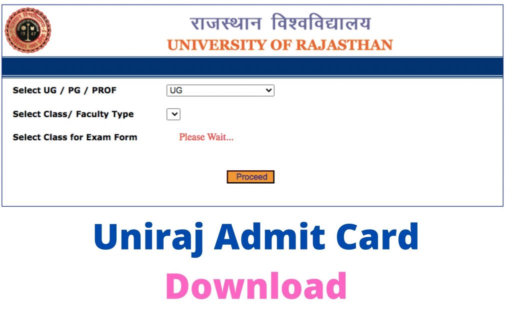 Uniraj 2nd Year Admit Card 2021 at www.univraj.org, Rajasthan University BA B.Sc B.Com Exam Dates