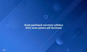 JKSSB Panchayat Secretary Syllabus PDF Download