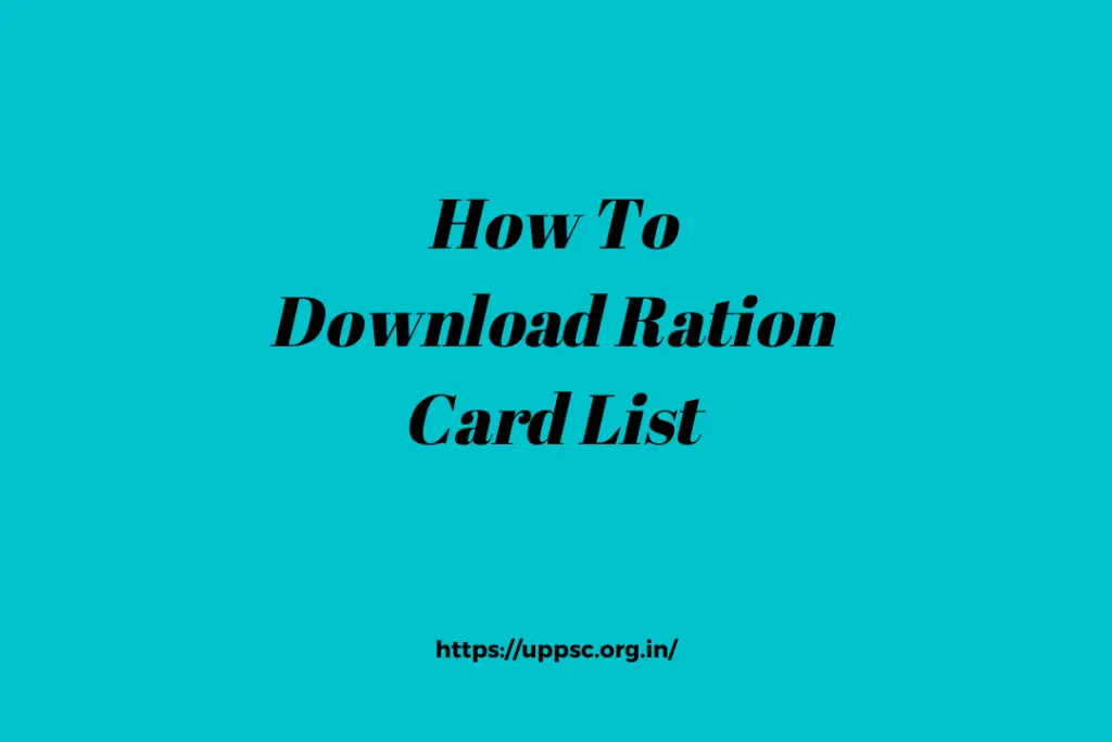 How To Download Ration Card List 