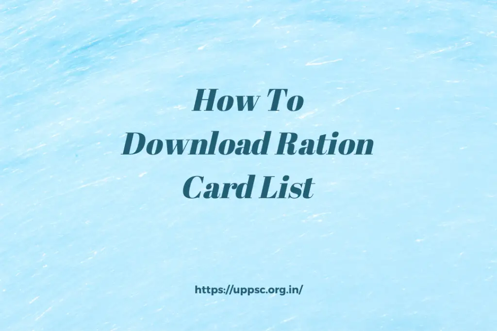 How To Download Ration Card List