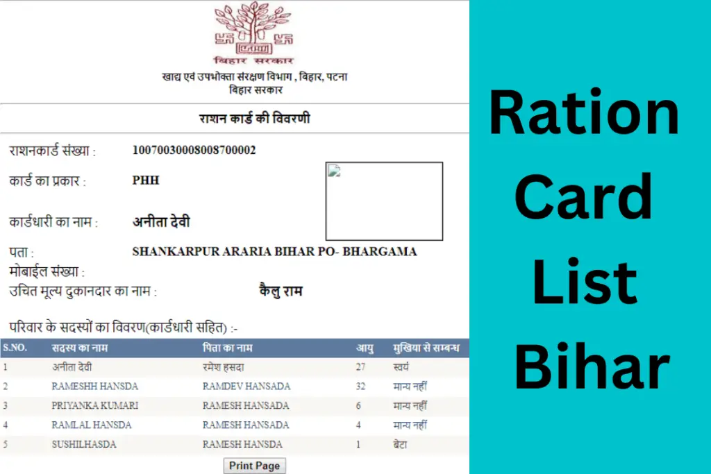 Ration Card List Bihar 2022