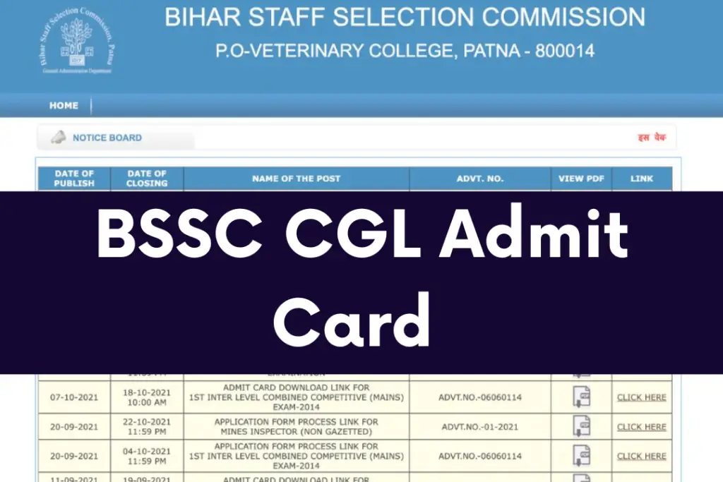 BSSC CGL Admit Card