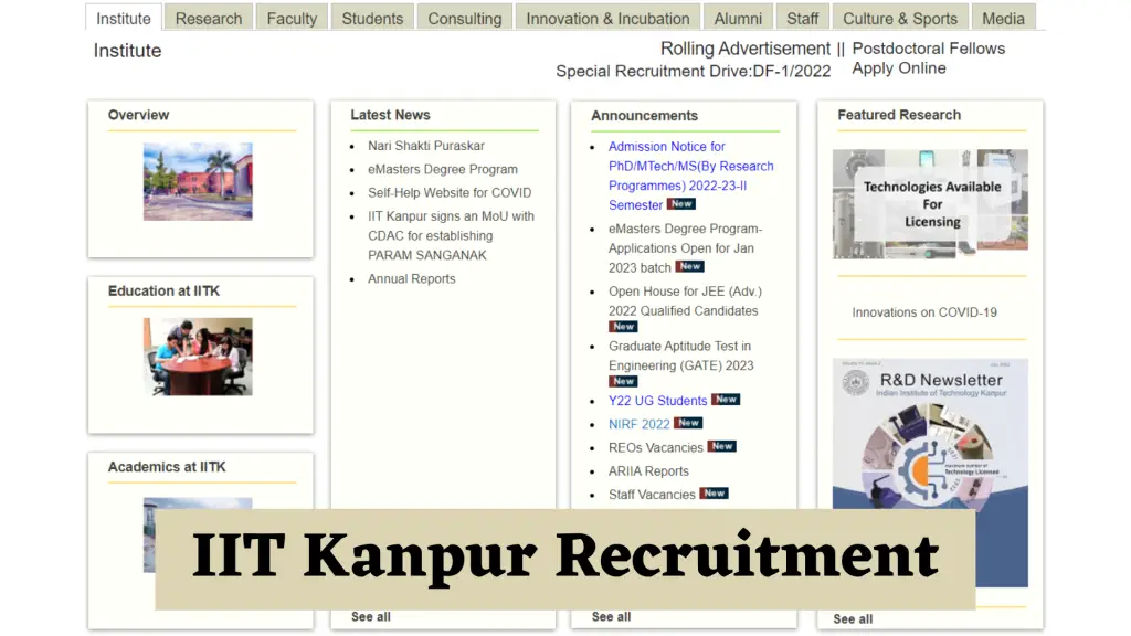 IIT Kanpur Recruitment