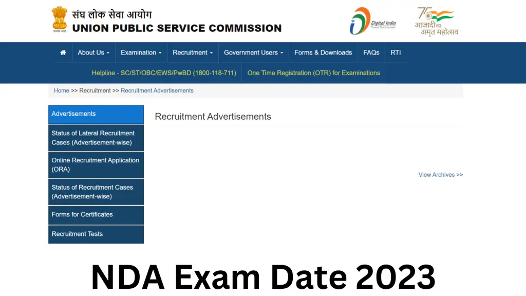 UPSC NDA Exam 2023