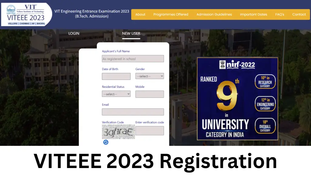 VITEEE Registration 2023