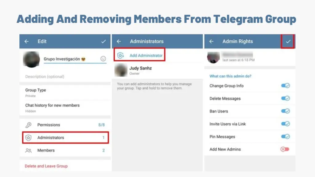 Adding And Removing Members From Telegram Group 