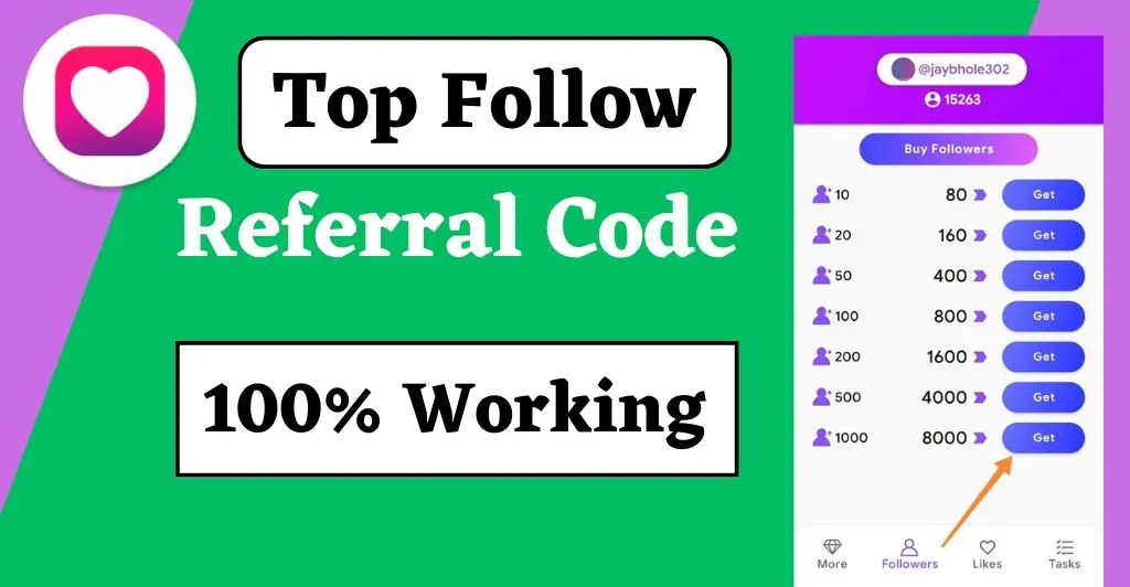 top follow referral code