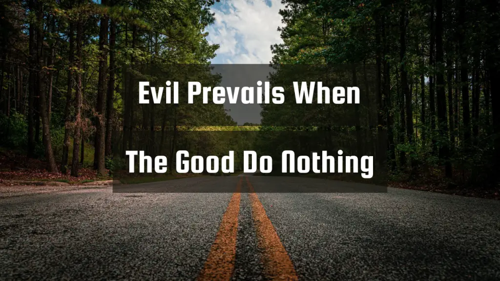 Evil Prevails When The Good Do Nothing
